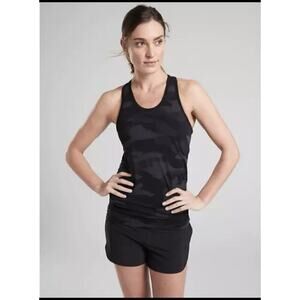 Athleta Speedlight Camo Tank Top Black Camo Women’s Activewear Size Small‎